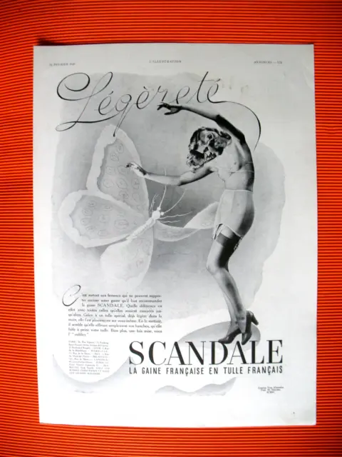 Press Advertisement Scandal Francais Tulle Sheath Light Butterfly Ad 1940