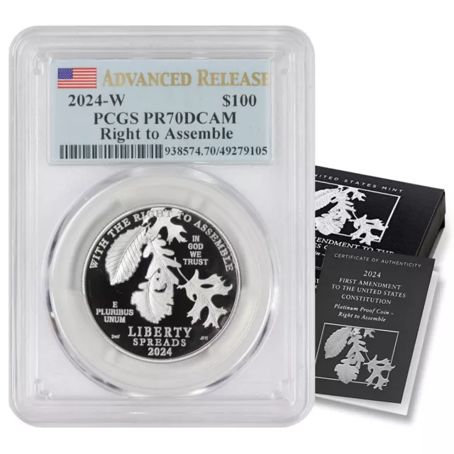 2024-W $100 Platinum Eagle PCGS PR70DCAM Advanced Release Flag Label w/OGP AR