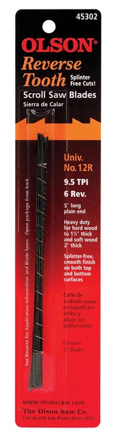 Olson  5 in. Carbon Steel  Scroll Saw Blade  9.8 TPI 12 pk