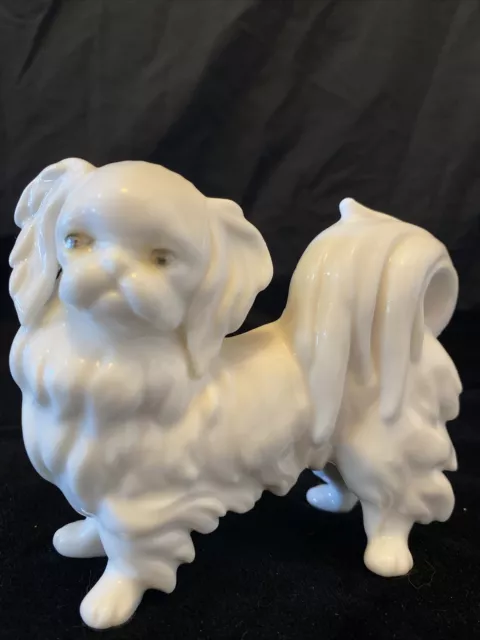 Vintage Ardalt Lenwile Verithin Pekingese Dog Figurine Fine White China 4” Tall