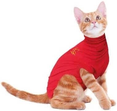 MPS Medical Pet Shirt Cat, Surgery Recovery Suit, Red, XX-Small