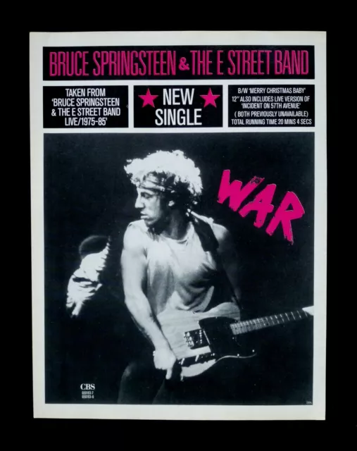 Bruce Springsteen & The E Street Band - 'War' Original UK Magazine Advertisement