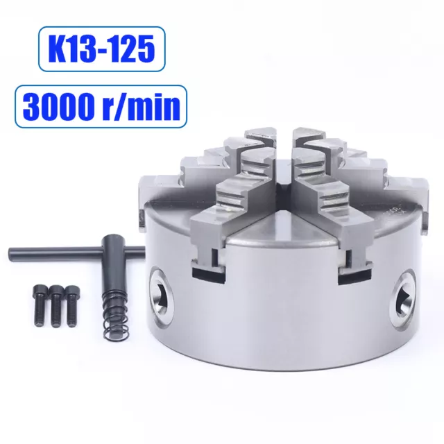 6-Jaw 5 in Lathe Chuck Self-centering Hardened Chuck 125mm K13-125 Adjustable US