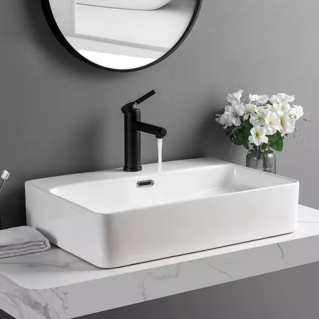 White Ceramic Bathroom Sinks Rectangular Ceramic Basin Bowl Countertop Basin