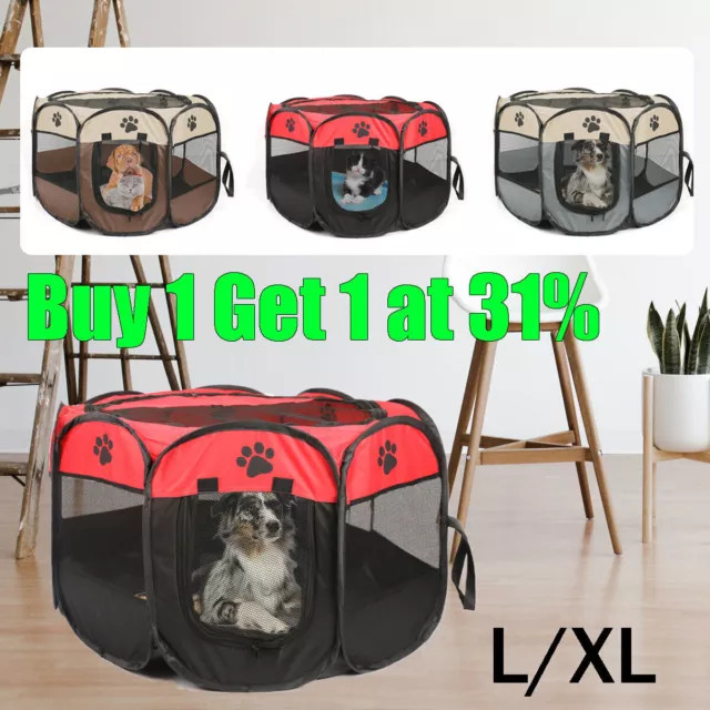 Large Foldable Fabric Dog Crate Cat Cage Pet Travel Puppy Play Pen Pop up Tent