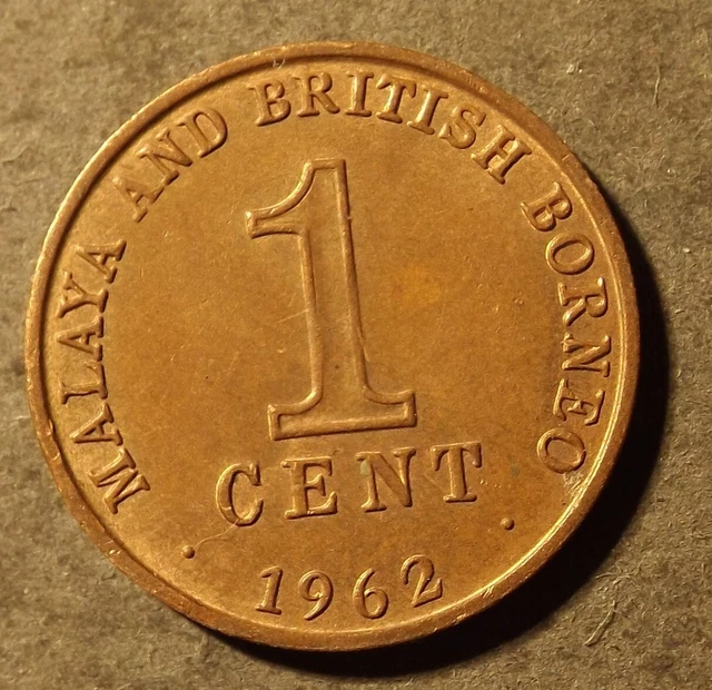 Malaya And British Borneo 1 Cent Coin Dated 1962 Excellent