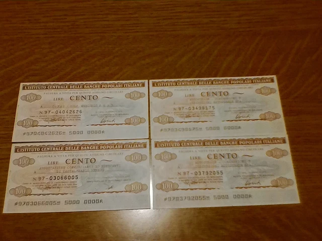 Miniassegni Ist. Cen. Banche Popolari Italiane - Lotto Ml1555 (N. 4 Emissioni)