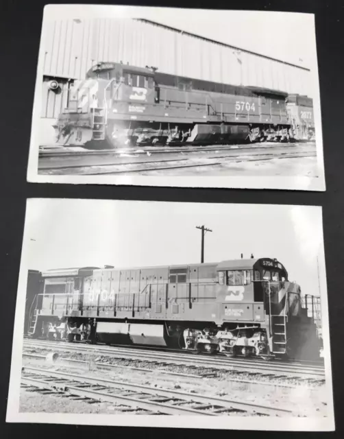 2 - Burlington Northern Railroad BN #5704 U33C Locomotive Train B&W Photos