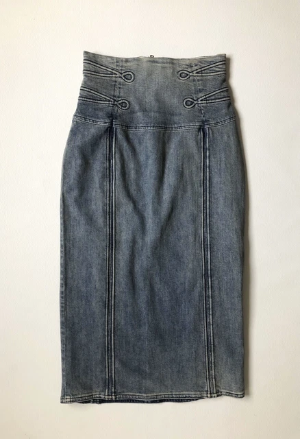 Jupe Crayon En Jean Alexander McQueen Taille Haute - Taille 36 - Occasion Très Bon état