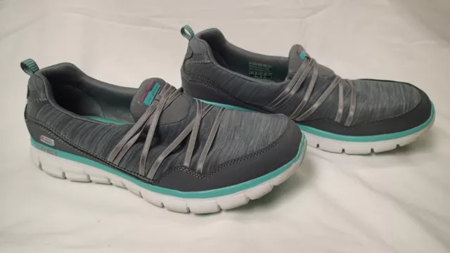 Skechers Womens Sneakers Shoes Size 11 Grey Gray Teal Slip On 12004