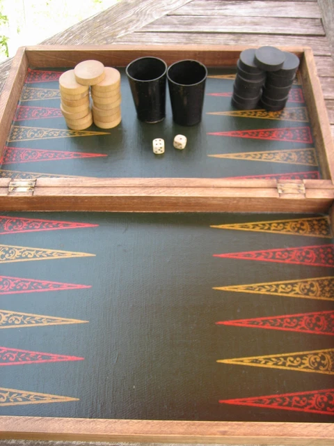 Ancien Jeu De Jacquet Backgammon En Bois - 30 Pions - Fabrication Française