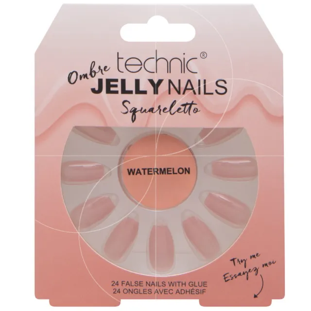 technic - 24 Faux ongles - Jelly nails Ombre squareletto - Wate