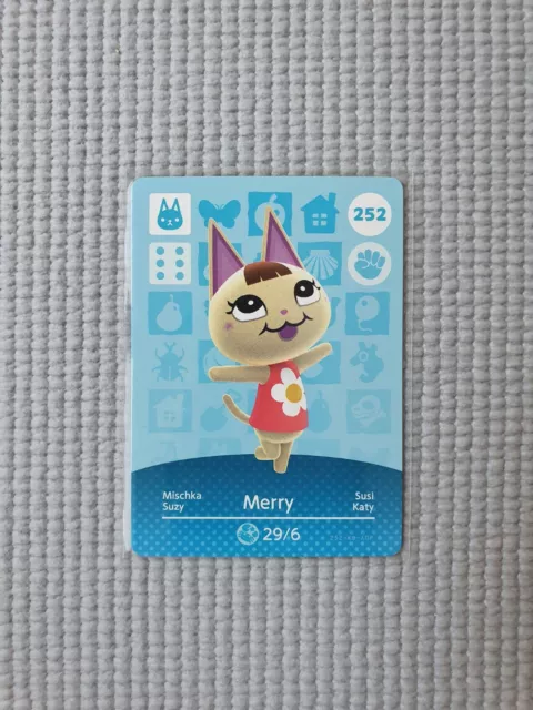 Animal Crossing amiibo Card: Merry 252 Series 3 Cat New Leaf Horizons  Authentic