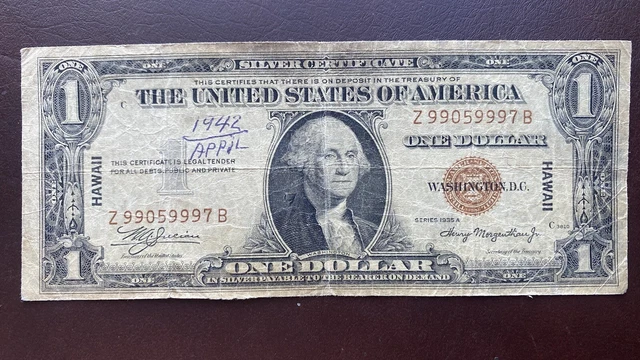 1935 A One Dollar Silver Certificate HAWAII Note $1 Bill Circulated #56437