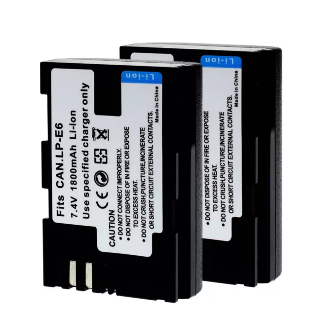 2X Batería para Canon LP-E6 LP-E6N EOS 70D 7D 60D 5D Mark II III 6D