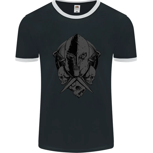 Spartan Skull Roman Helmet Gym MMA Mens Ringer T-Shirt FotL