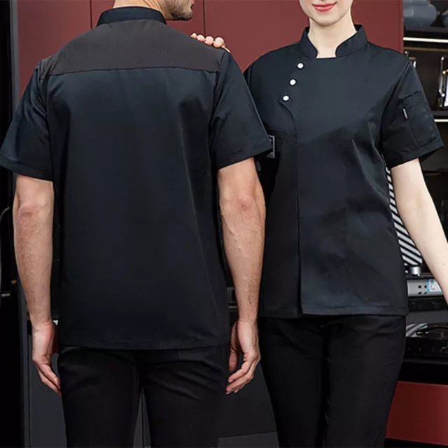 Chef Uniform Buckle Cooking Kitchen Restaurant Chef Shirt Stand Collar