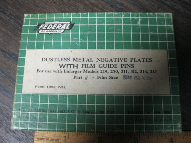 Federal Dustless Metal Negative Plate Vintage Darkroom film size 2 1/4 #1347