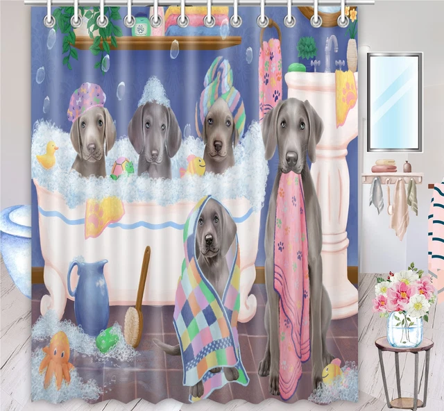Halloween Weimaraner Dog Shower Curtain Bathtub Screens Personalized Hooks