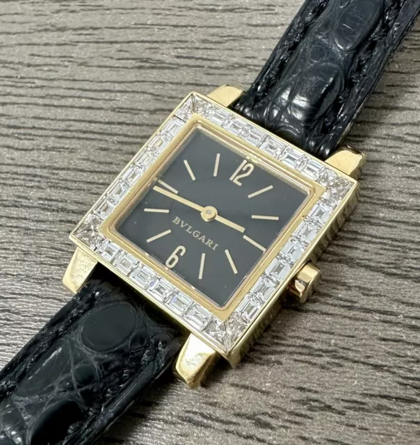 Bvlgari Bulgari Quadrato SQ22LDGL 18k or Jaune Usine Diamant Baguettes