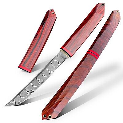 Japanes High Quality Vg10 Damascus Steel Rosewood Handle Outdoor Hunting Knife