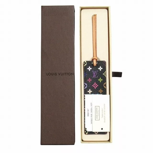 UNUSED LOUIS VUITTON Bookmark Black Leather Monogram Multicolor Takashi Murakami