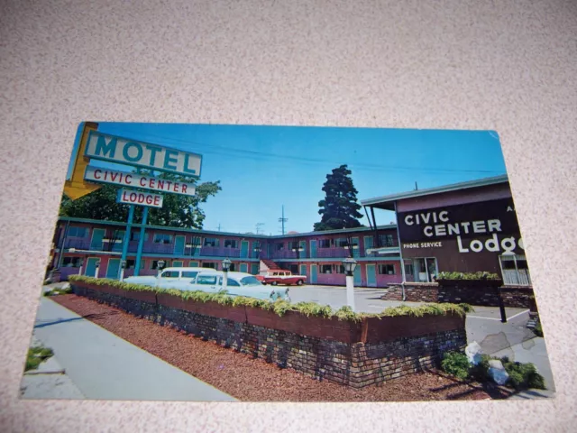 1960s CIVIC CENTER LODGE, OAKLAND CA. VTG POSTCARD