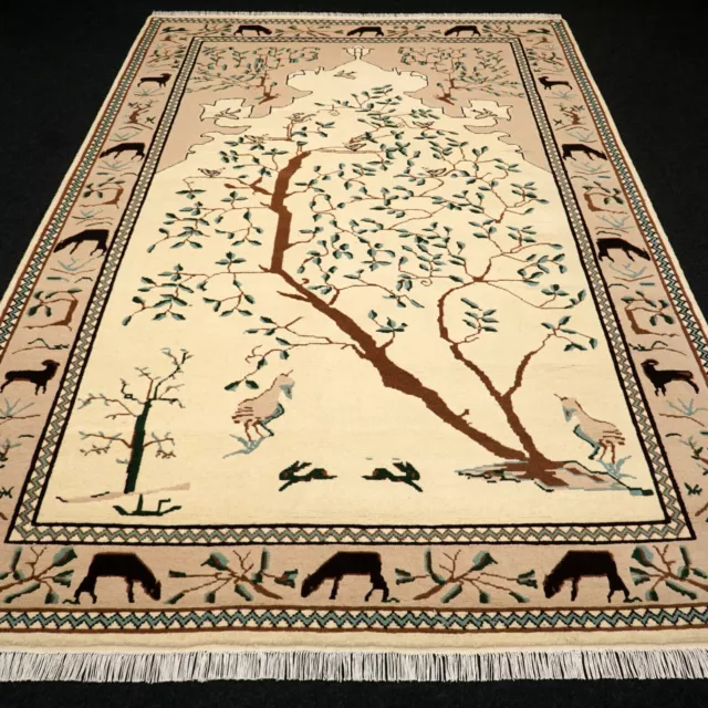 Oriente Alfombra Bereber 295 X 200CM Beige Árbol de la Vida Motivos Animales