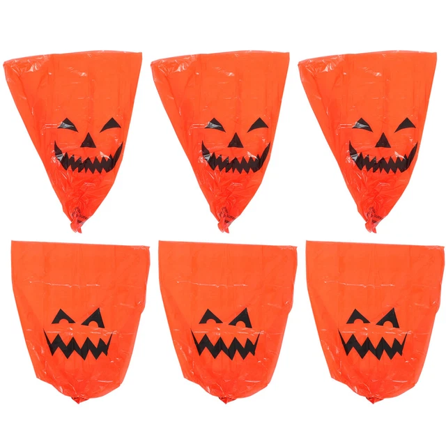6 Piezas Bolsa De Basura Halloween Plástico Squish Ehm Bolsa Con Hojas De Otoño Naranja