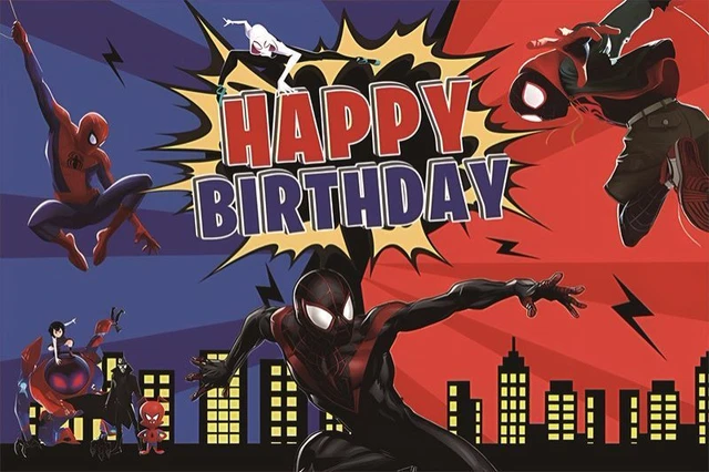 Spiderman Backdrops Kids Superhero Photo Background Baby Shower Birthday Banner
