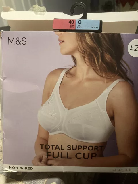 LADIES EX M&S Total Support Striped Non-Wired Full Cup Bra B-G Black/White  £7.95 - PicClick UK