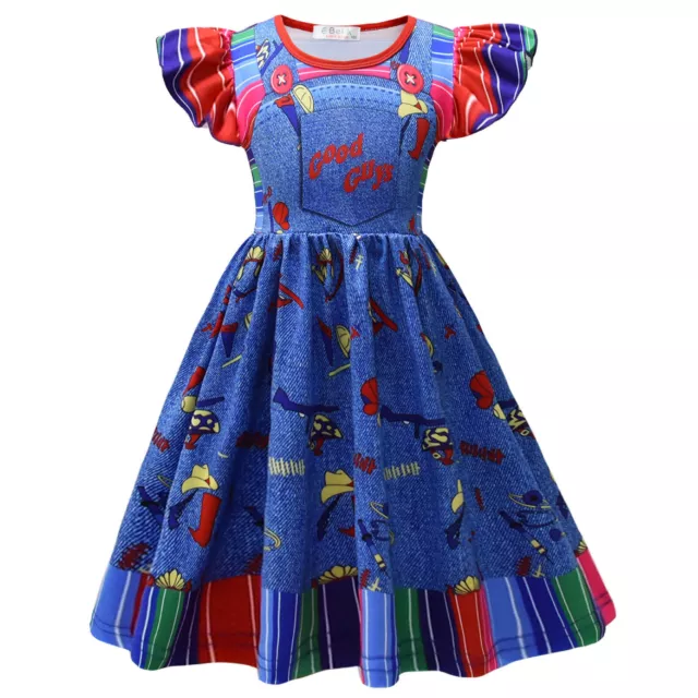 Halloween Chucky Kids Dress Cosplay Costume Girls Child's Play Party Fancy Dress