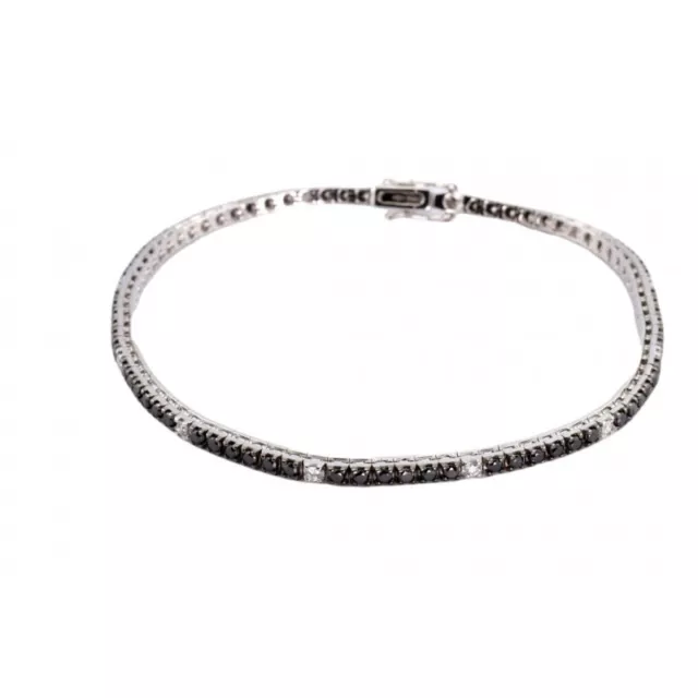 Bracciale Tennis in Oro Bianco 18 kt Davite & Delucchi con  Diamanti Neri