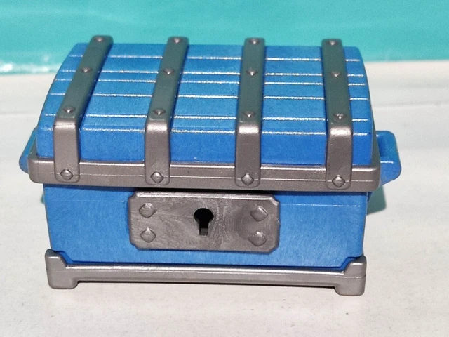 Coffre Au Trésor Playmobil Bleu – Accessoire Pirate, Château Et Bateau Vintage – Univers Playmobil