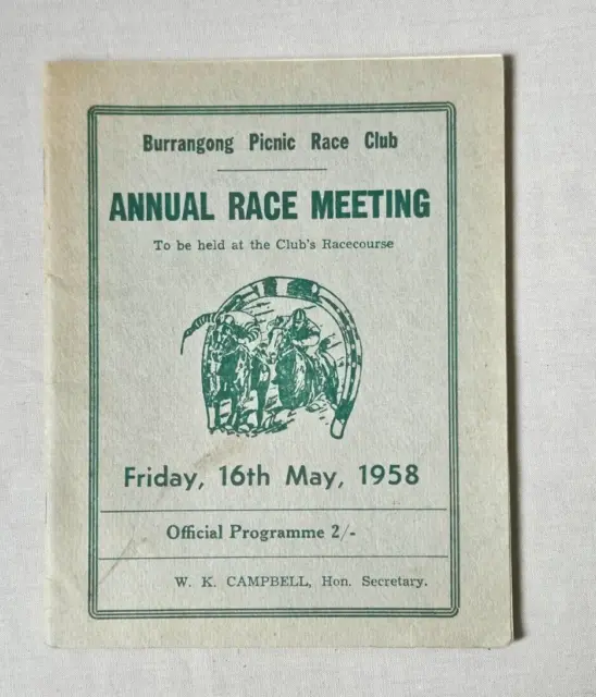 1958 Burrangong Picnic Race Club Meeting Official Race Programme