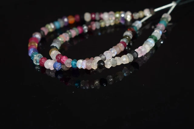 4-5MM Natural Multi Mix Faceted Rondelle Gemstone 6" Loose Beads Jewelry Making