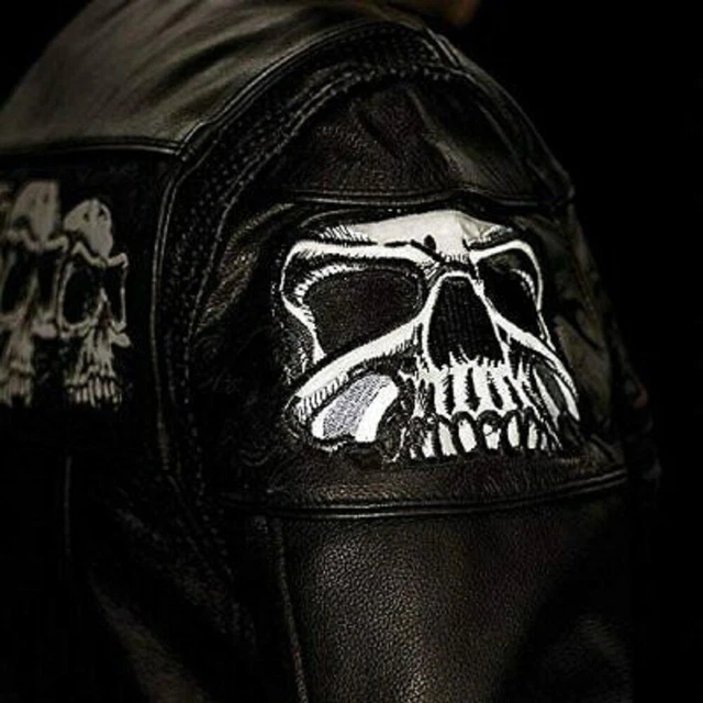 Giacca Halloween Uomo Nero In Pelle Moto Biker Vera Pelle Mucca! 3