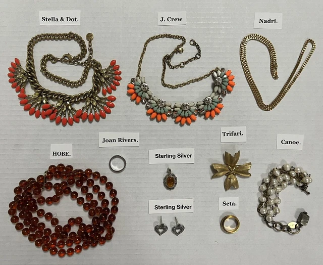 Vintage / Now Jewelry Lot Silver, J. Crew Joan Rivers Hobe Nadri Seta Canoe +