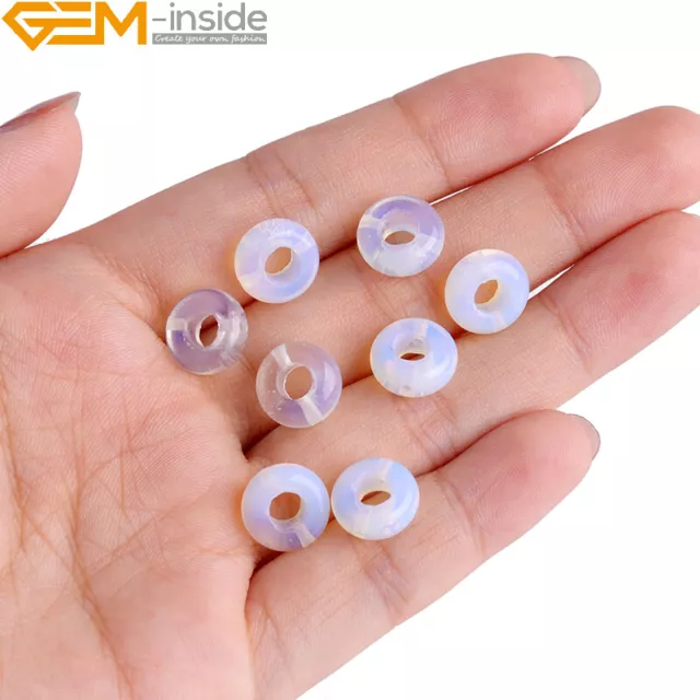 Natural Assorted Rondelle Stone Donuts Spacer Beads Jewelry Making 20 Pcs 10mm