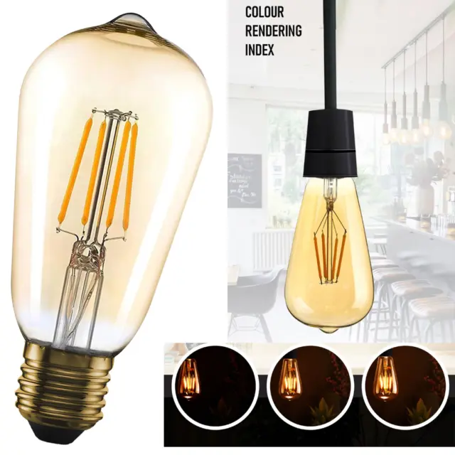 E27 ST64 LED Edison Vintage Retro Lampe Glühlampe Filament Glühbirne Birne 4W