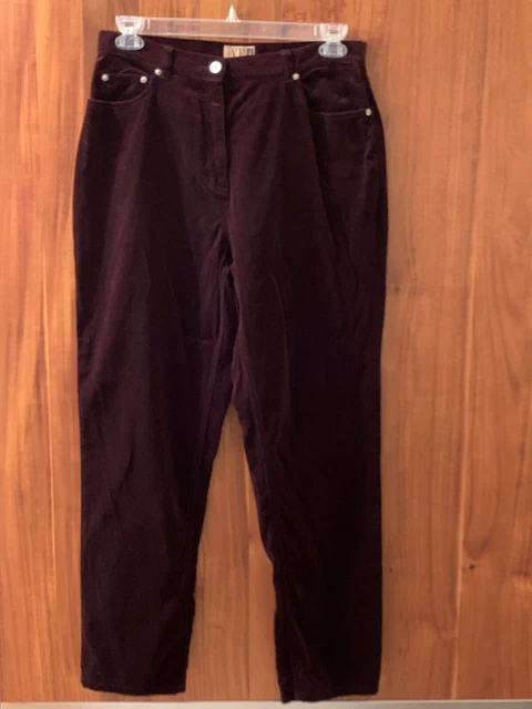 Vintage AT Denim Ann Taylor Velvet Jeans Pants 14 Burgundy Wine High Waisted