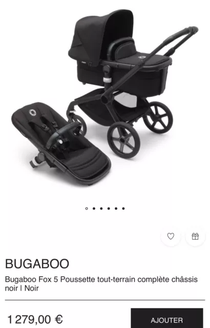 Bugaboo Fox 5 Poussette tout-terrain complète châssis noir | Noir NEUVE