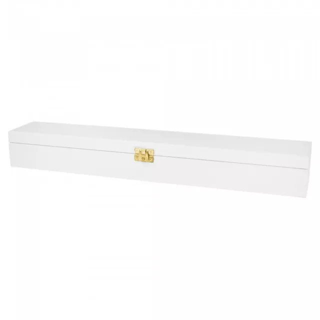 Wooden White Long box With Lid for tiny long item storage items 47cm x 7cm