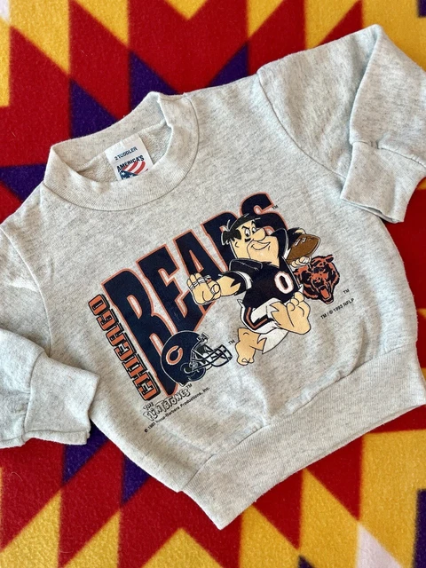 Vintage 90s Chicago Bears NFL Flintstones Kids Sweatshirt Size 2 Toddler