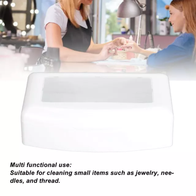 (White)Makeup Tool Cleaning Box ABS Portable Nail Tool Clean Tray VIS