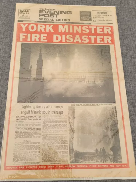 Yorkshire Abendpost York Minster Feuerkatastrophe 9. Juli 1984 Zeitung