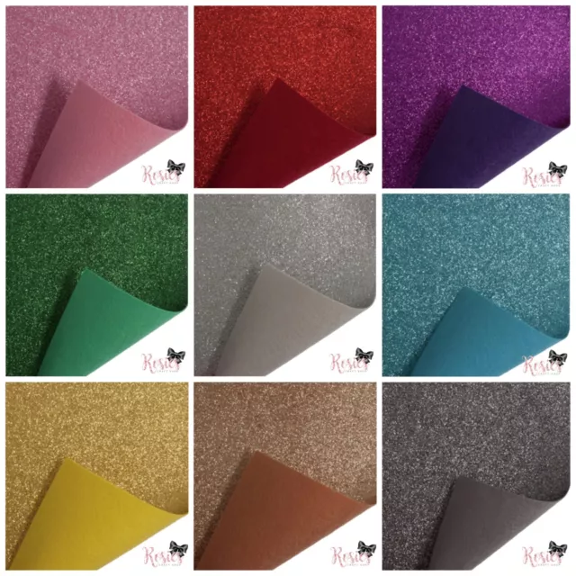 Glitter Felt Sheet Coloured 30cm x 23cm Single Sided Glitter Topped Acrylic Felt