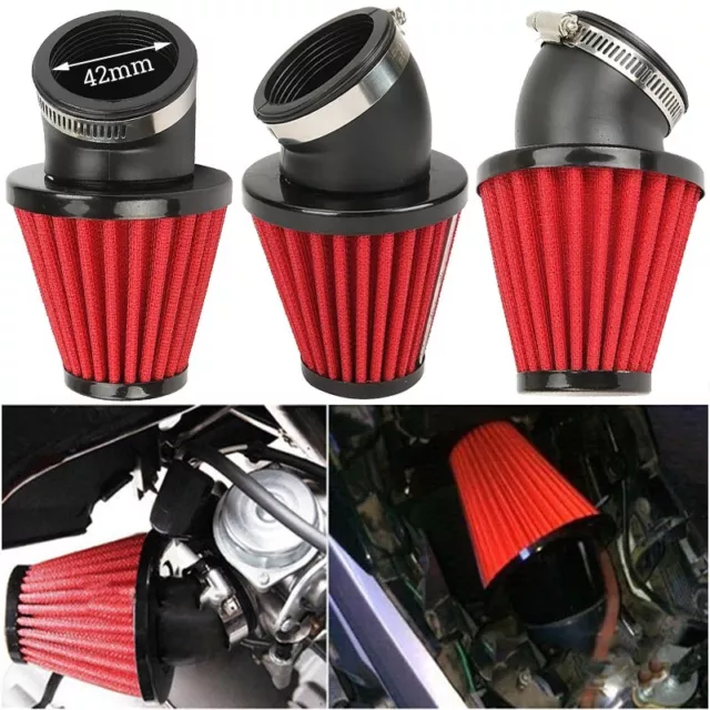 42MM Inlet 45 Degree Bend Air Intake Filter Pod For Motorcycle Scooter Bike ATV 2