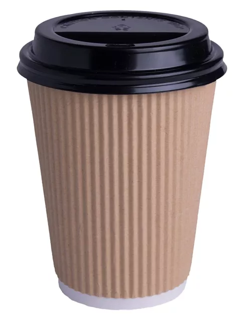 100 x 16oz KRAFT 3-PLY RIPPLE PAPER COFFEE CUPS - UK MANUFACTURER