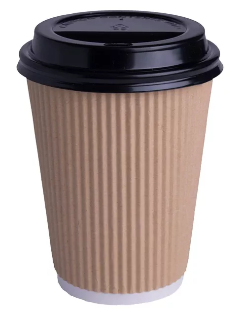 1000 x 16oz KRAFT 3-PLY RIPPLE PAPER COFFEE CUPS - UK MANUFACTURER